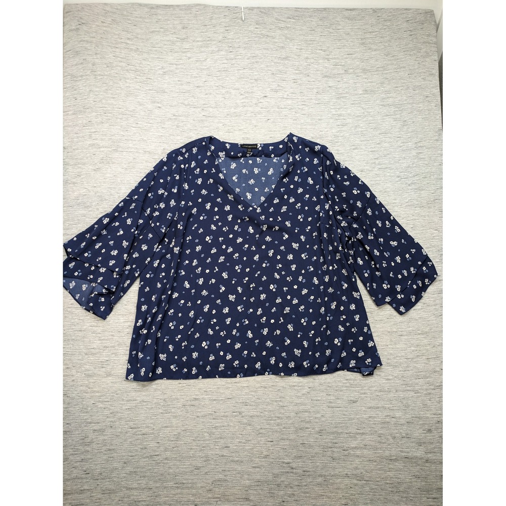 Lane Bryant Ditsy Floral top Ruffle Cuff Size 26/28‎ Cottagecore boho mature